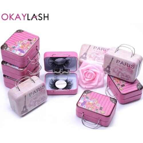 OKAYLASH 2020 Newest Design Steel Eyelash Suitcase Cute Fake Lash Luggage packaging Box Mini Fashionable Empty Lash package