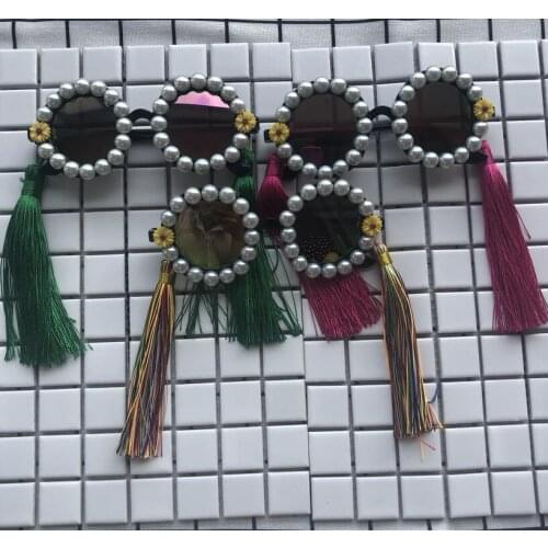 Oval Sunglasses Women Pearl Decoration Retro Vintage Sun Glasses Oversized Sunglassesfemale UV400