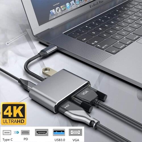 USB C 4k Type c to Adapter VGA USB3.0 HDMI-compatible Audio video Converter PD 87W Fast charger for Macbook pro Samsung s9 s10