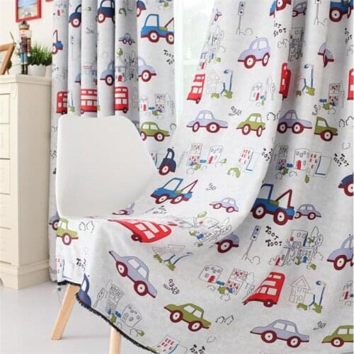Modern Cartoon Car Semi-Blackout Bedroom Curtain Drapes Window Treatments Sheer Curtains For Children Room Living Room WP146#30