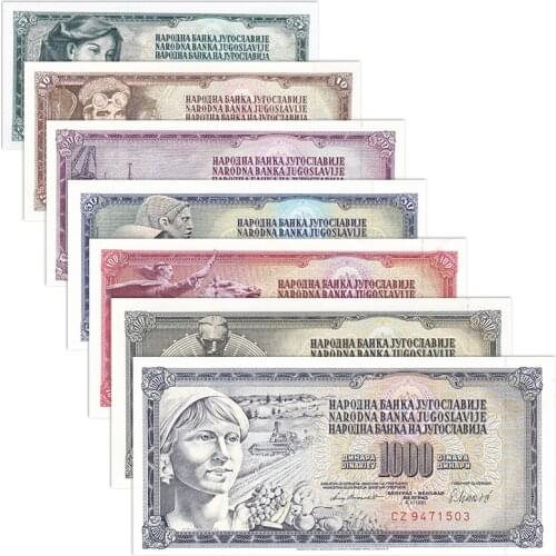 Yugoslavia Set 7 PCS Notes, UNC Original Note, 1968-1978 Old Edition ( Out of Use Now ) for Collection