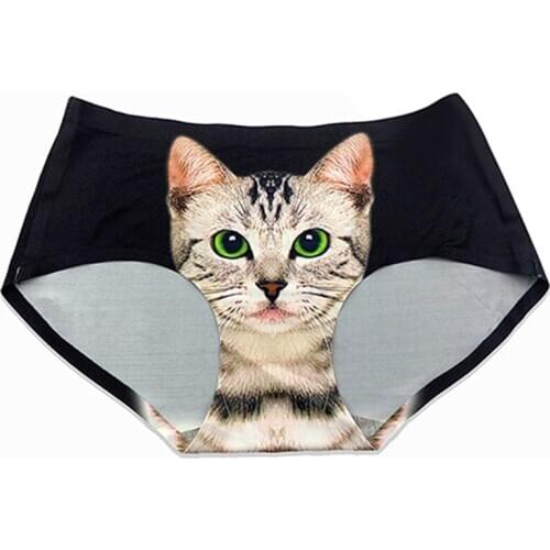 Girls Sexy Cat Pattern Panties 3D Cat Print Underwear Clothes Funny Female Anti Emptied Women Briefs 5 Colors