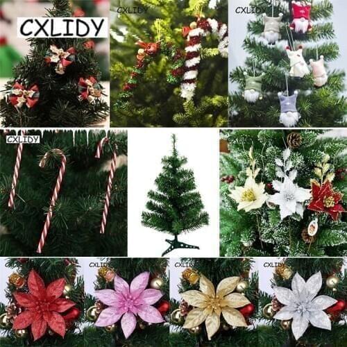 Christmas Tree Decoration Xmas Walking Stick Bow-Knot Bell Doll Artificial Flower Christmas Decorations For Home Party