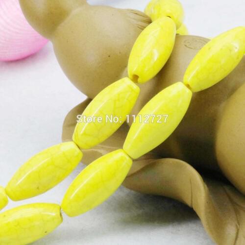 8x19mm Ornaments Howlite Yellow Turkey DIY Loose Beads Stone Rice Accessory Parts 15inch Fashion Jewelry Making Lucky Girl Gifts