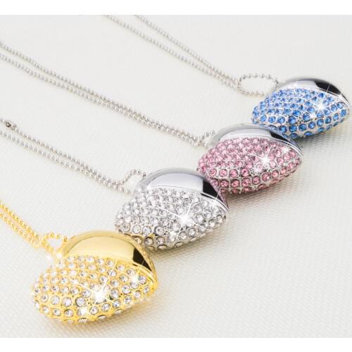 J-boxing USB Flash Drive 32GB Crystal Heart Design Pendrives 16GB 8GB USB 2.0 Memory Stick 64GB for Computer Laptop Mac Tablet