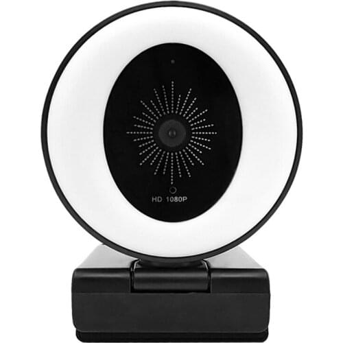 1080P HD Webcam Autofocus With Ring Light Built-In Microphone USB Camera For PC Laptop Desktop