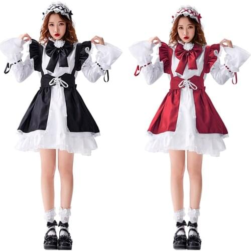 Japanese Lolita Maid Black And White Lolita Womens Dress Small Maid Clothes Stage Performance Cosplay Costume