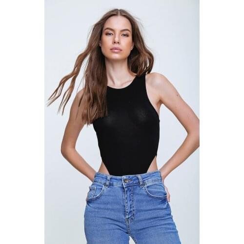 Womens Black Low-Cut Halter Body With Snap Fastener 2021 New Season Fashion Trend Casual Tops Bodysuits Different Moldels