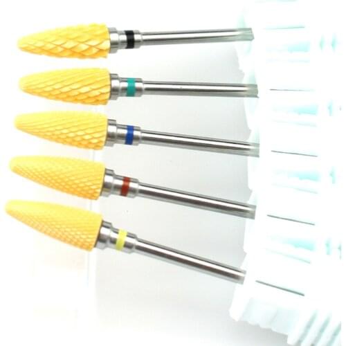 1 Pc Yellow Nail Drill Bit 3/32" High Quality Ceramic Burr Manicure Cutters Bits For Nail File Tools Manicure Drill Accessories