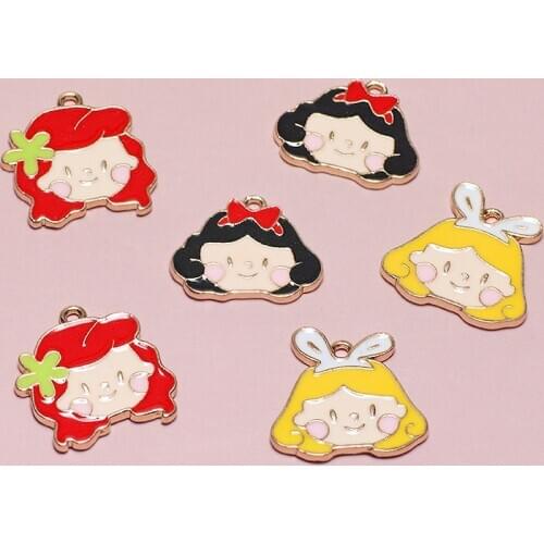 10pcs Cute smiling little girl princess Earrings for Women ladies avatar bunny ears cartoon pendant diy jewelry accessories