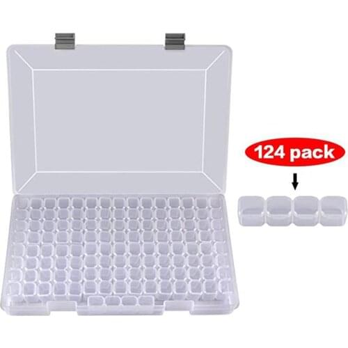 124 Grids 5D Diamond Storage Box Portable Drill Nail Art Beads Organizer