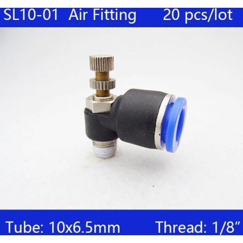 HIGH QUALITY 20Pcs SL10-01, 10mm Push In to Connect Fitting 1/8" Thread Pneumatic Speed Controller