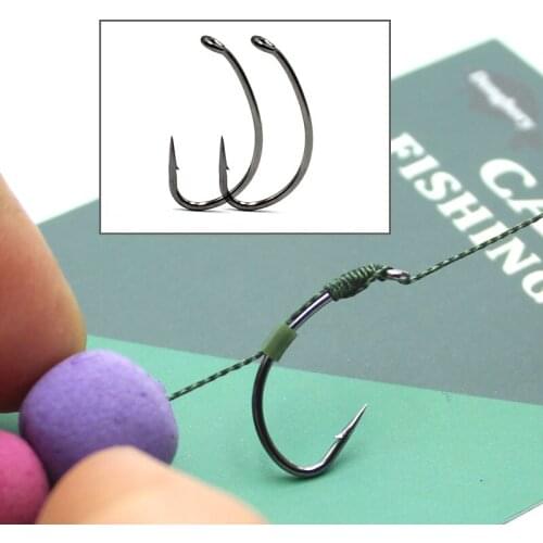 20pcs Hooks Black NicKel Coating Carp Fishing Accessories For Carp Feeder Fishhook Kruve Shank Hook Carp Tackle