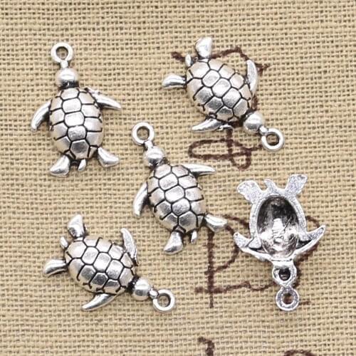 30pcs Charms Tortoise Turtle Sea 13x19mm Antique Silver Color Plated Pendants Making DIY Handmade Tibetan Silver Color Jewelry