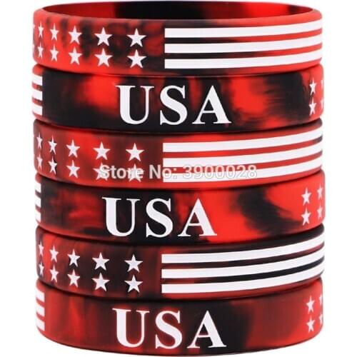 300pcs American Flag USA Fireman Firefighter Silicone Wristband Bracelet Free Shipping By DHL
