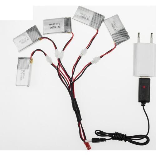 5pcs 3.7V 650mah Li-po Battery and USB charger and cable for SYMA X5C X5C-1 X5SW X5SC RC Quadcopter Spare Parts
