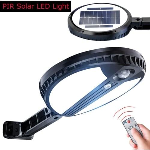 500LM PIR Induction Solar Round Wall Light Remote Control Street Light Garden IP65 Waterproof Lamp