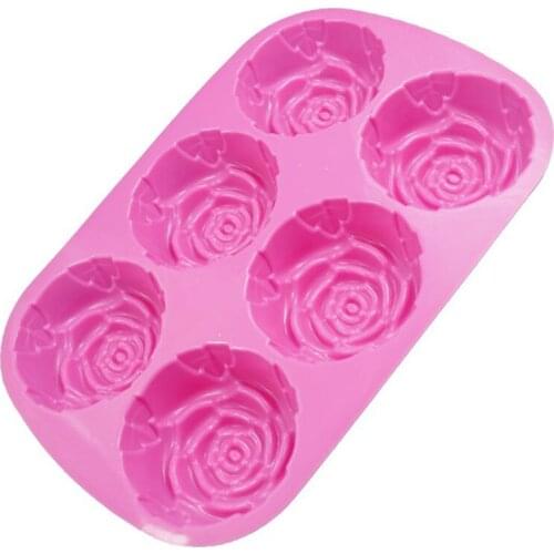6Cavty 7cm Large Rose Flower Soap mold Silicone Mold for Handmade making Ice Cube Chocolate Cake Banking