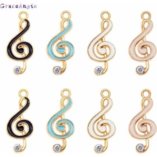 8pcs Mixed Enamel Musical Jewelry charms Music pendant Earrings Necklace DIY Music Note G Clef package accessories Handmade Gift