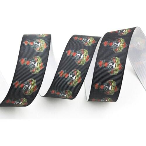 9mm/16mm/22mm/25mm/38mm/75mm Skull rose print grosgrain ribbon 10/25/50yards DIY gift wrap sewing wedding decor ribbon