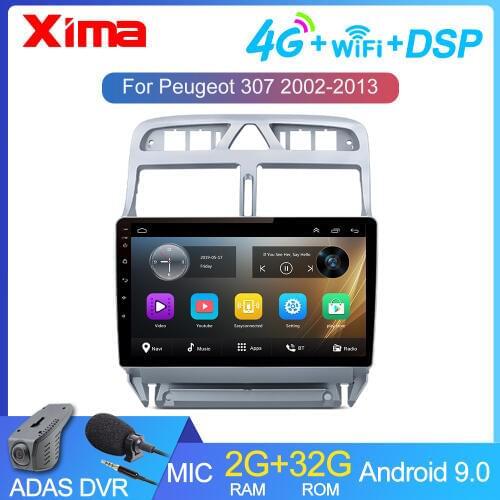Android 9.0 RAM 2GB Car DVD GPS Navigation Multimedia Player For peugeot 307 307CC 307SW Radio 2002-2013 Auto Radio GPS Navigat
