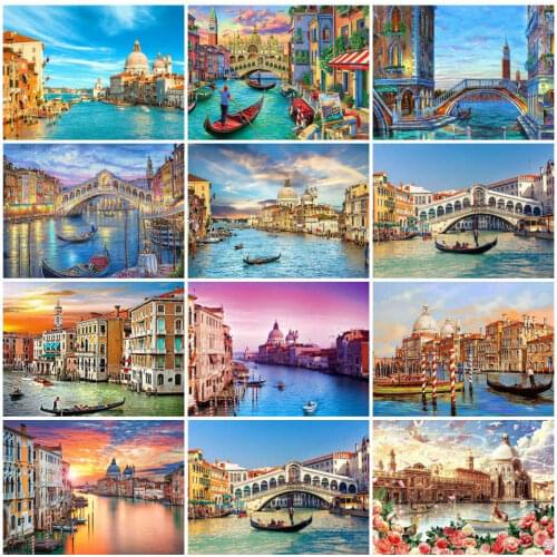 AZQSD 5d Diamond Painting Venice Landscape Mosaic Diamond Embroidery Building Handmade Full Square Drill Home Decor Gift