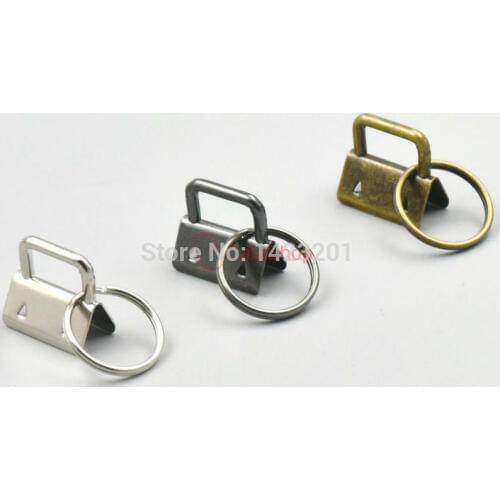 50 sets / Lot 1" 25mm Key Fob Hardware Keychain Split ring wrist Wristlets Cotton With Keyrings