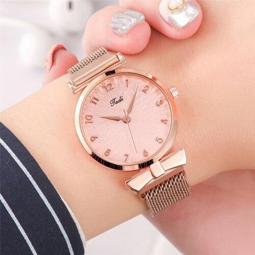 Luxury Brand Women Watches Stainless Steel Magnet Buckle Ladies Dress Watch Fashion Rose Gold Quartz Watch Reloj Mujer Clock