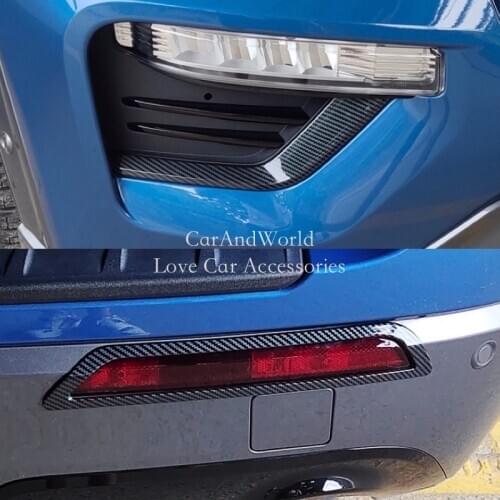 For Ford Explorer 2020 2021 Front Rear Fog Light Lamp Frame Cover Trims Carbon Fiber Sticker Car Interior Moulding Accessories