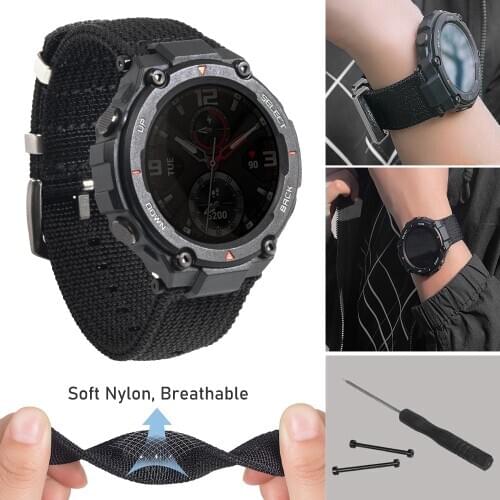 Breathable Nylon Nato Band For Amazfit T-REX Canvas Watch Band Strap For Xiaomi Huami Amazfit T Rex Bracelet Watch Accessories