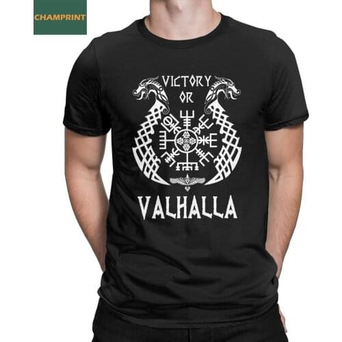 Victory Or Valhalla Viking Mens T Shirts Funny Tee Shirt Short Sleeve Round Collar T-Shirts 100% Cotton Adult Clothing