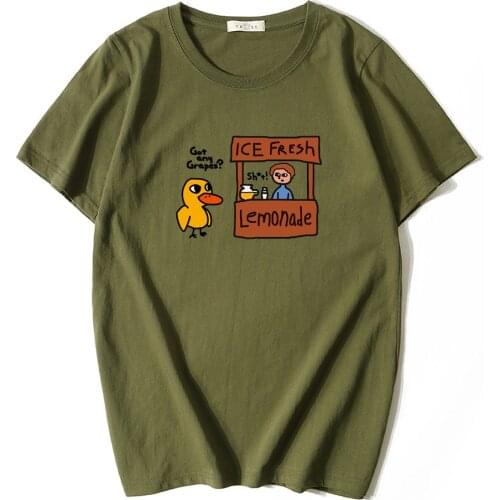 Summer new t-shirt men fashion cartoon duck print 100% cotton men tshirt tops tee plus size breathable quality Mens clothing