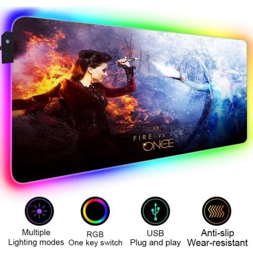 Rgb Mouse Pad Gamer Once Upon A Time Mousepad Gaming Computer Mat PC Gamer Anime Keyboard Mousepad Backlit Gaming Accessories
