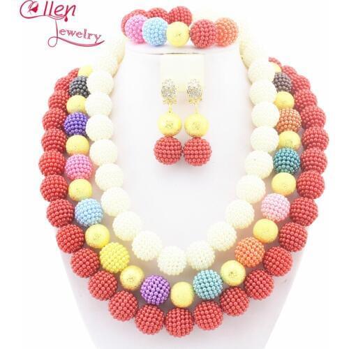 2017 Fashion african beads necklace set nigerian wedding african beads jewelry set Free shipping W8534