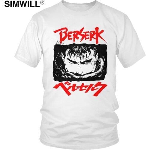Cool Berserk Tee Tops Mens Print Short Sleeves Cotton Guts T-shirt Anime Manga Gattsu T Shirt Designer Summer Tshirt Merch Gift