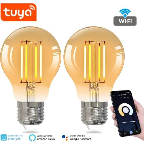 Tuya WiFi LED Filament Bulb E27 ST64 Warm Cool White Smart Incandescent Retro Edison Lamp Alexa Google Home Smartthings