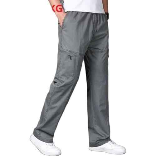 Summer Men casual cargo pants cotton plus size 8XL 10XL 13XL safari style pockets pants daily straight loose pants armygreen