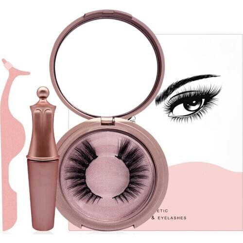 Magnetic Liquid Eyeliner & Magnetic False Eyelashes & Tweezer Set Waterproof Long Lasting Eyeliner False Eyelashes Eye Makeup