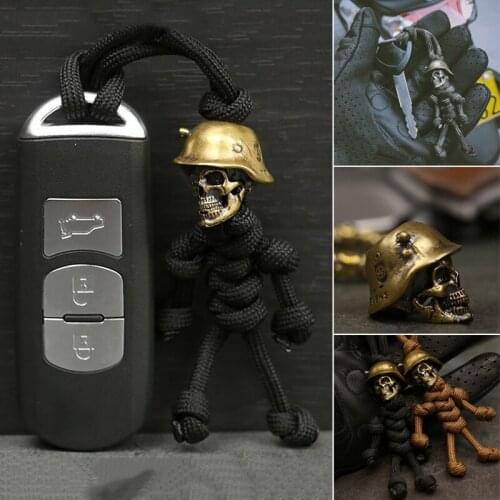 Metal Skull Keychain Personalized Retro Motorcycle Key Lanyard Creative Pendant for Backpack Handbag Wallet J2Y