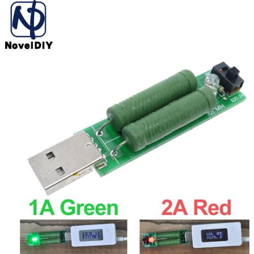USB Port Mini Discharge Load Resistor Digital Current Voltage Meter Tester With Switch 1A Green Led / 2A Red