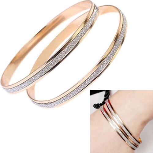 Trendy Fashion Shining Scrub Shimmering Rose Bracelet Bangle A Pair Free Shipping Best Gift For Women