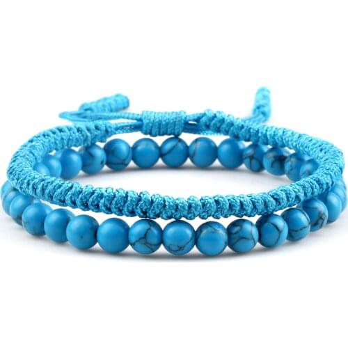 Fashion 2pcs/set Couple Lucky Bracelet Natural Tiger Eye Stone Beads Bracelet Woven Thread Rope Bracelet Women Men Wrist Jewelry