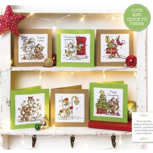 002 14ct Cross Stitch Kit Card Package Greeting Card Needlework Embroidery Crafts Counted Cross-Stitching Kits Christmas Gift