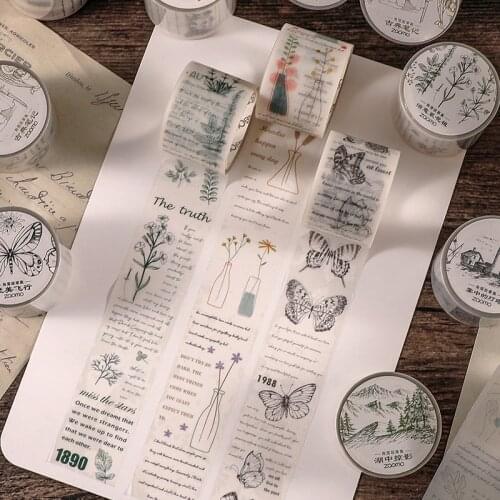 Natural Plants illustrated Decorative Stickers Scrapbooking Stick Label Diary Album stationery Butterfly Sticker Accessories