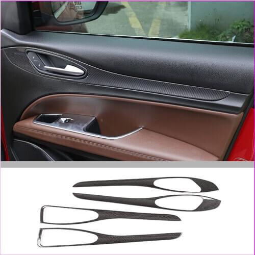 Real Carbon Fiber For Alfa Romeo Stelvio 2017- 2020 Car Interior Door Decoration Panel Cover Trim Accessories Door Panel