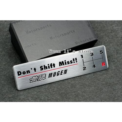 Wholesale 10 Pcs Don't Shift Miss!! Mugen 3.9" Aluminum Auto Body Gear Stick Sticker Emblems Car Styling
