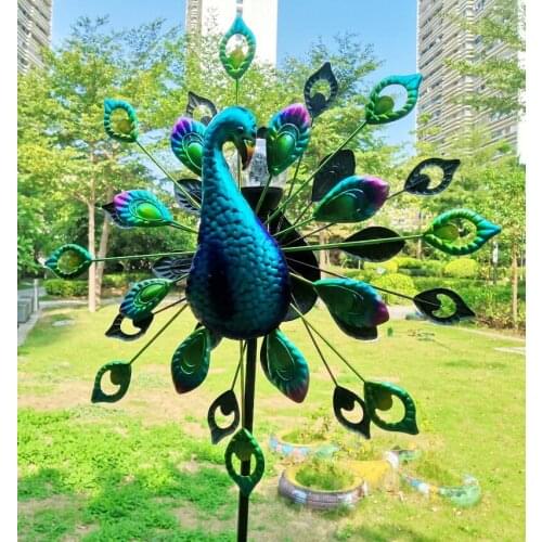 Peacock modeling creative iron garden outdoor plug-in shining wedding posing props windmill garden ornaments yard decoration