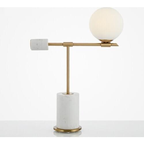 Post-modern Minimalist Marble Table Lamp Nordic Creative Model Room Bedroom Bedside Desk Lamp Glass Ball Sphere Deco Table Light