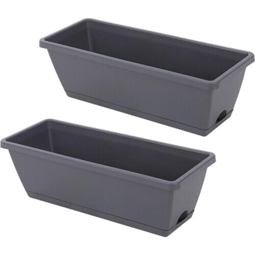 2 Packs Self Watering Planters Rectangular Plant Pot, Modern Decorative Flower Pot/Window Box for All House Plants CNIM Hot