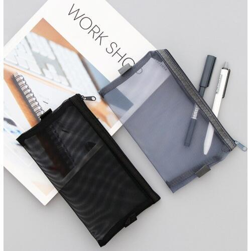Mesh Pencil Case Zipper Transparent Pencil Bag B6 Storage Package for Student Gift School Supplies Stationery